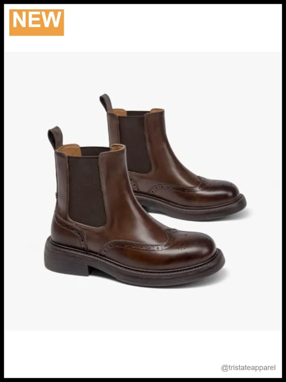Women's Leather Chelsea Boots Chunky Ankle Booties Slip-On